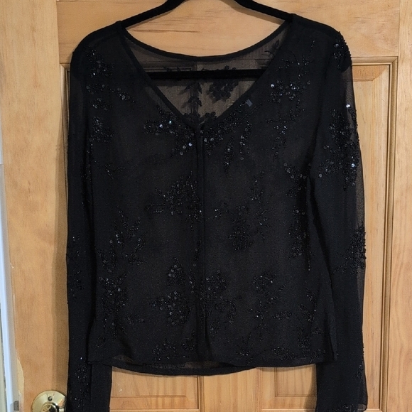 J Kara Black Sequin Embellished Blouse - Picture 10 of 10